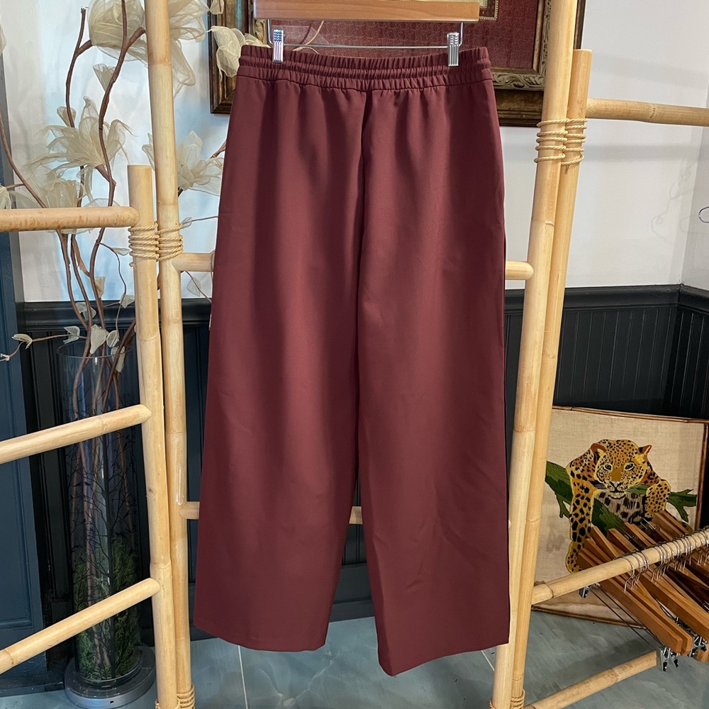 Athleta Endeavor High Rise Relaxed Pant Cherrywood Wide Leg - Sz Med ๐๐ - Picture 6 of 14